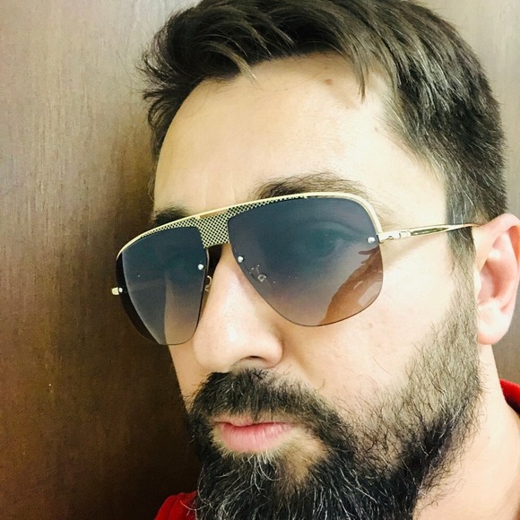 Men Sunglasses Gold Frame Brown Gradient Lens Luxury Style Outdoor Driving Gafas - Picture 5 of 5